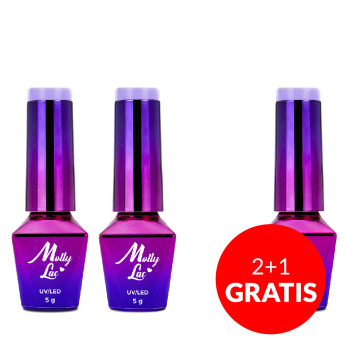 2+1gratis Lakier hybrydowy MollyLac Glamour Women Violet Room 5g Nr 5