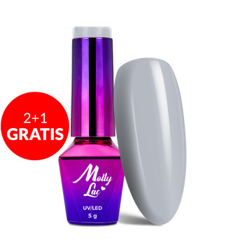 2+1gratis Lakier Hybrydowy MollyLac Glamour Women Luxury Grey 5g Nr 6