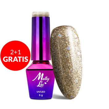 2+1gratis Lakier Hybrydowy MollyLac Queens Of Life Perfect Gold 5g Nr 32