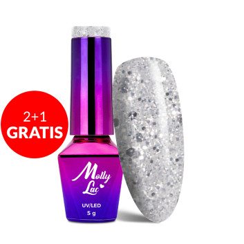 2+1gratis Lakier hybrydowy MollyLac queens of life Glam Diamond 5g Nr 34