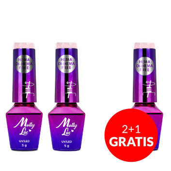 2+1gratis Lakier hybrydowy MollyLac Sparkling French Simple flash HEMA/Di-HEMA Free 5g Nr 707