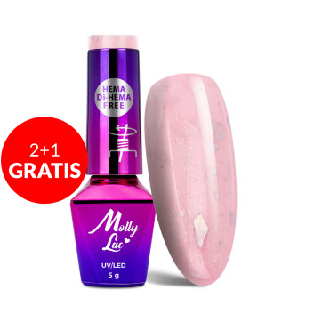 2+1gratis Lakier hybrydowy MollyLac Sparkling French Simple flash HEMA/Di-HEMA Free 5g Nr 707