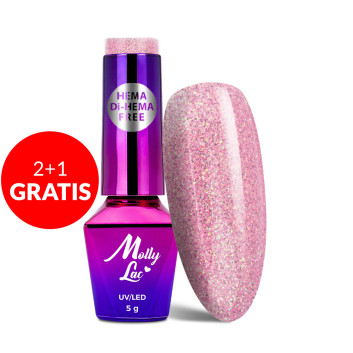 2+1gratis Lakier hybrydowy MollyLac Shocking Shine Oh Well HEMA/Di-HEMA Free 5g Nr 680