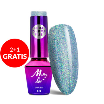 2+1gratis Lakier hybrydowy MollyLac Shocking Shine Little Soul HEMA/Di-HEMA Free 5g Nr 685