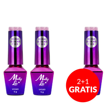 2+1gratis Lakier hybrydowy świecący w ciemności MollyLac Night Glowing One Caress HEMA/Di-HEMA Free 5g Nr 674