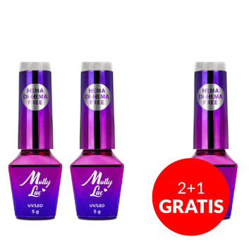 2+1gratis Lakier hybrydowy świecący w ciemności MollyLac Night Glowing Freestate HEMA/Di-HEMA Free 5g Nr 676