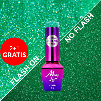 2+1gratis Lakier hybrydowy MollyLac Flashing Lights Neon Botanic Fever HEMA/Di-HEMA Free 5g Nr 646