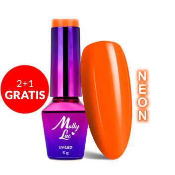 2+1gratis Lakier hybrydowy MollyLac Bubble Tea Passion Fruit Neon 5g Nr 131