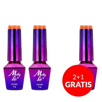 2+1gratis Lakier hybrydowy MollyLac Bubble Tea Passion Fruit Neon 5g Nr 131