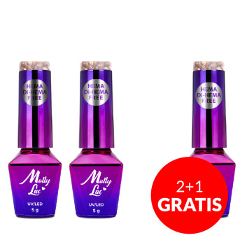 2+1gratis Lakier hybrydowy brokatowy MollyLac Spotlight Posh HEMA/Di-HEMA Free 5g Nr 638