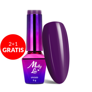 2+1gratis Lakier hybrydowy MollyLac Obsession Naughty Purple 5g Nr 213