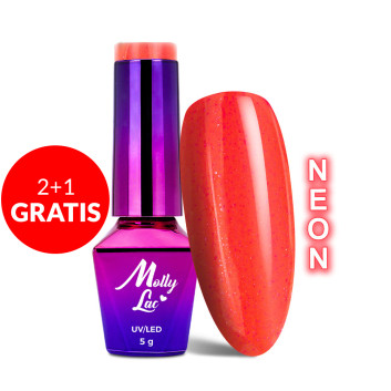 2+1gratis Lakier hybrydowy MollyLac Glowing time Blush Crush Neon 5g nr 230