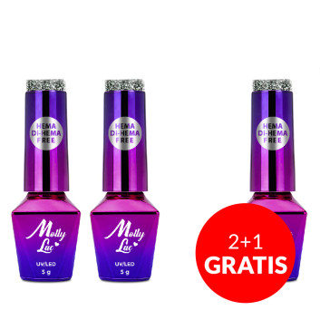 2+1gratis Lakier hybrydowy MollyLac Flashing Lights Extreme HEMA/Di-HEMA Free 5g Nr 566