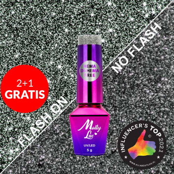 2+1gratis Lakier hybrydowy MollyLac Flashing Lights Extreme HEMA/Di-HEMA Free 5g Nr 566