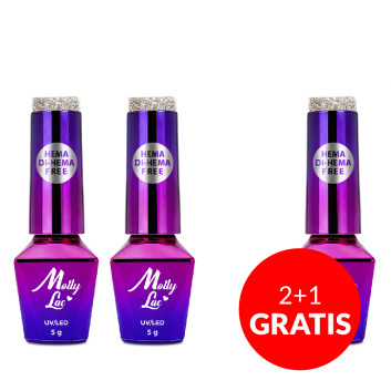 2+1gratis Lakier hybrydowy MollyLac Flashing Lights 3 Skin Lights HEMA/Di-HEMA Free 5g Nr 610