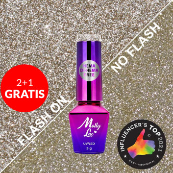 2+1gratis Lakier hybrydowy MollyLac Flashing Lights 3 Skin Lights HEMA/Di-HEMA Free 5g Nr 610