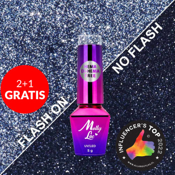 2+1gratis Lakier hybrydowy MollyLac Flashing Lights 3 Intensity HEMA/Di-HEMA Free 5g Nr 618