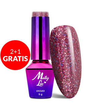 2+1gratis Lakier hybrydowy MollyLac Born To Glow 70’s Glam 5g Nr 572