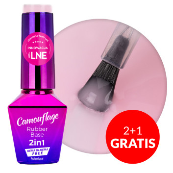 2+1gratis Baza kauczukowa Rubber Base 2w1 Camouflage MollyLac Cool Nude HEMA/Di-HEMA Free 10g Nr 8