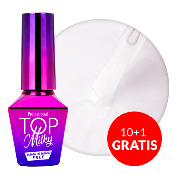 10+1gratis Top Milky MollyLac White mleczny no wipe bez przemywania HEMA/Di-HEMA Free 10 g