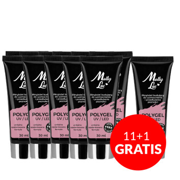 11+1gratis PolyGel akrylożel budujący MollyLac HEMA/Di-HEMA Free French Pink 30ml Nr 06