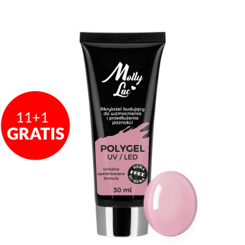 11+1gratis PolyGel akrylożel budujący MollyLac HEMA/Di-HEMA Free French Pink 30ml Nr 06