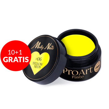 10+1gratis Pasta do zdobień ProArt Paste Molly Nails Yellow Neon HEMA/Di-HEMA free 5g Nr 6