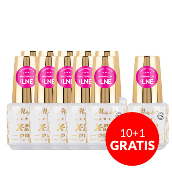 10+1gratis Baza wcierka baza zwiększająca przyczepność manicure pedicure X-Bond Base Pro Salon MollyLac HEMA/Di-HEMA Free 15gram