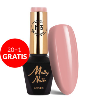 20+1gratis Lakier hybrydowy Molly Nails Natural by Monika Mielniczuk HEMA/Di-HEMA free 8g Nr N3