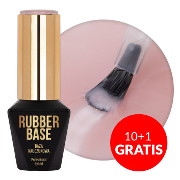 10+1gratis Baza kauczukowa do lakierów hybrydowych Rubber Base Molly Nails Creme de Nude 10g