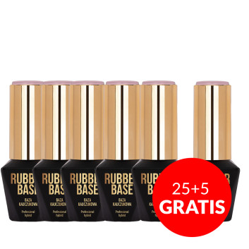 25+5gratis Baza kauczukowa do lakierów hybrydowych Rubber Base Molly Nails Creme de Nude 10g