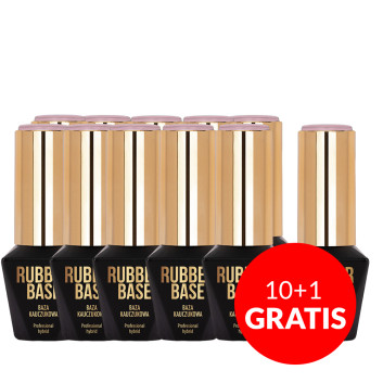 10+1gratis Baza kauczukowa do lakierów hybrydowych Rubber Base Molly Nails Creme de Nude 10g