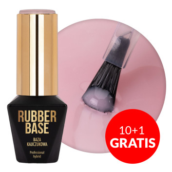 10+1gratis Baza kauczukowa do lakierów hybrydowych Rubber Base Molly Nails Babydoll 10g