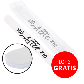 10+2gratis Pilnik do paznokci Bezpieczny Pakiet Allle prosty biały środek 180/240 CU-12 High Quality