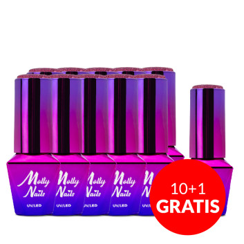 10+1gratis Lakier hybrydowy Molly Nails Luxury Glam Midnight Kiss 8g Nr 548