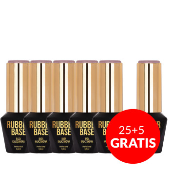 25+5gratis Baza kauczukowa do lakierów hybrydowych Rubber Base Molly Nails Dange Rose 10g