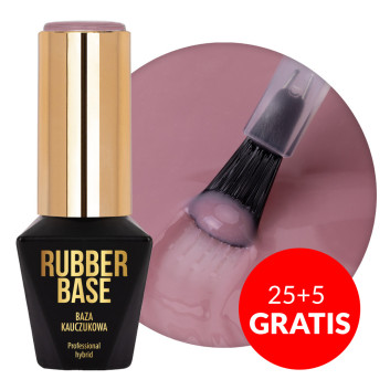 25+5gratis Baza kauczukowa do lakierów hybrydowych Rubber Base Molly Nails Dange Rose 10g