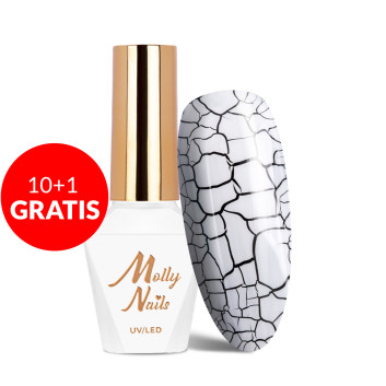 10+1gratis Lakier hybrydowy Molly Nails Crackle Gel white Nr 157 8g