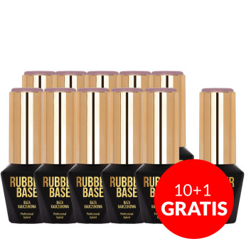 10+1gratis Baza kauczukowa do lakierów hybrydowych Rubber Base MollyLac Dange Rose 10g