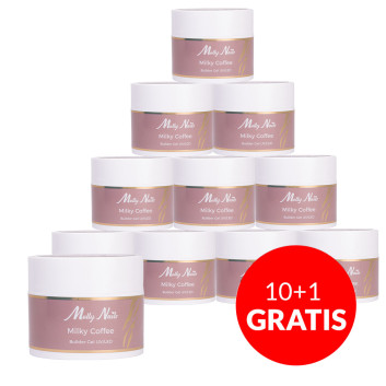 10+1gratis Żel budujący Salon Gel Milky Coffee by Monika Szlósarczyk Molly Nails HEMA/Di-HEMA Free 50g