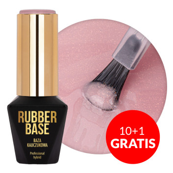 10+1gratis Baza kauczukowa do lakierów hybrydowych Rubber Base Molly Nails Endless Flame 10g