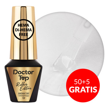 50+5gratis Rubber Doctor Top Molly Nails kauczukowy samonaprawiający się top no wipe HEMA/Di-HEMA Free clear 10g