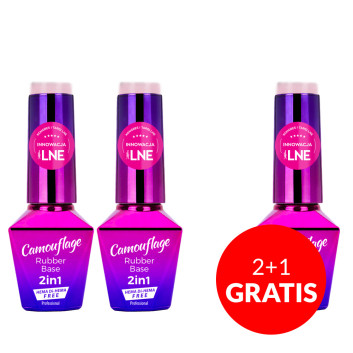 2+1gratis Baza kauczukowa Rubber Base 2w1 Camouflage MollyLac True Ivory HEMA/Di-HEMA Free 10g Nr 6