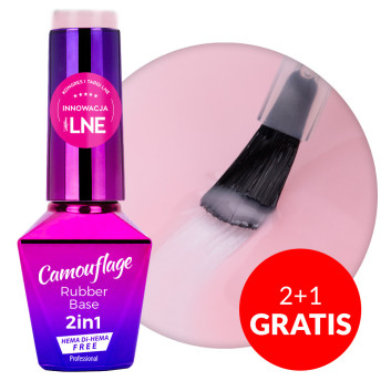 2+1gratis Baza kauczukowa Rubber Base 2w1 Camouflage MollyLac True Ivory HEMA/Di-HEMA Free 10g Nr 6