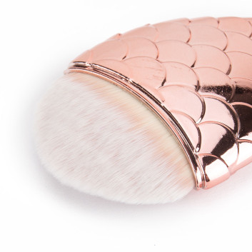 Pędzel rybka Chubby Mermaid Brush kolor rose gold z białym włosiem