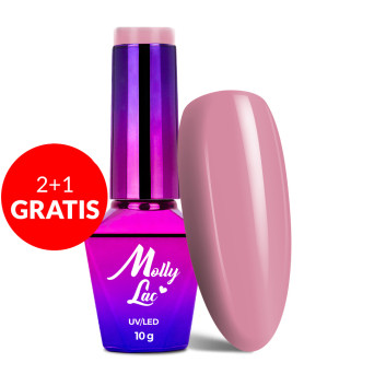 2+1gratis Lakier hybrydowy MollyLac Glamour Women Powder Pink Dress 10g Nr 3