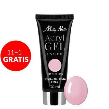 11+1gratis Acrylgel LED/UV Molly Nails akrylożel budujący HEMA/Di-HEMA free French Pink 30ml