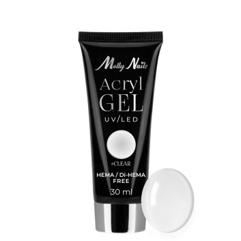 Akrylożel Polygel żel budujący do przedłużania AcrylGel Molly Nails HEMA/Di-HEMA Free Clear 30 ml