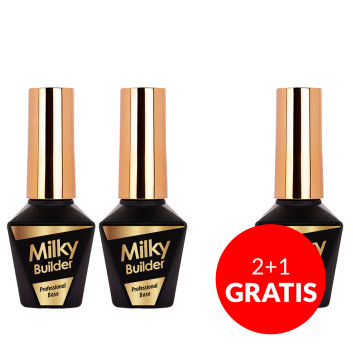 2+1gratis Baza hybrydowa Molly Nails Milky Builder Base Pearly 10g