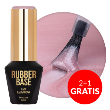 2+1gratis Baza kauczukowa do lakierów hybrydowych Rubber Base MollyLac Pixy Pink 10g